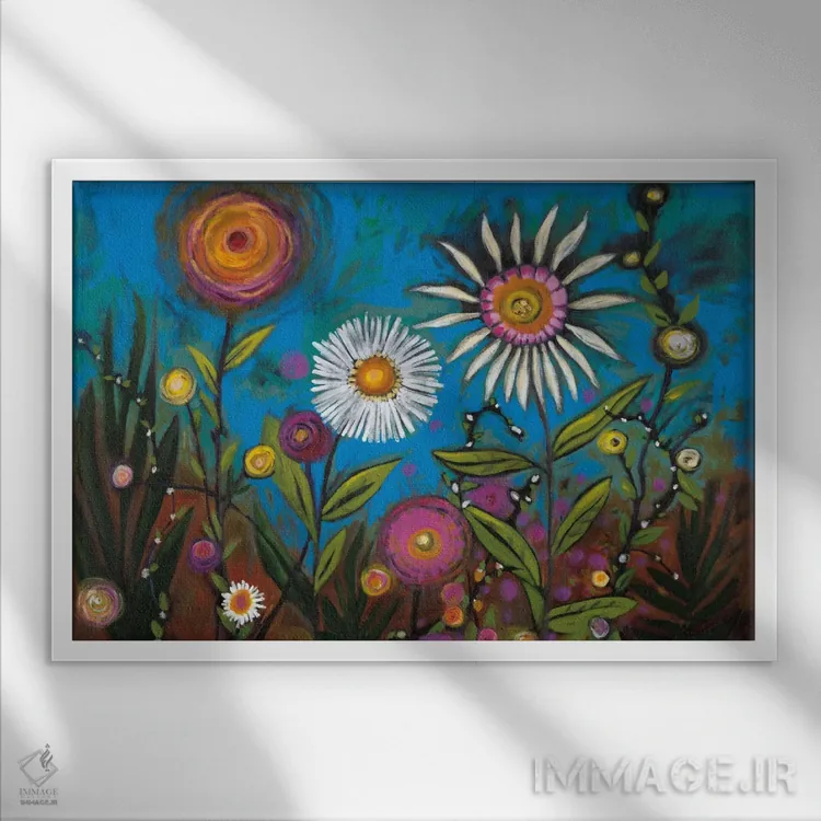 تابلو دکوراتیو گل وحشی اثر جورجیا ایدر - نمای قابدار سفید