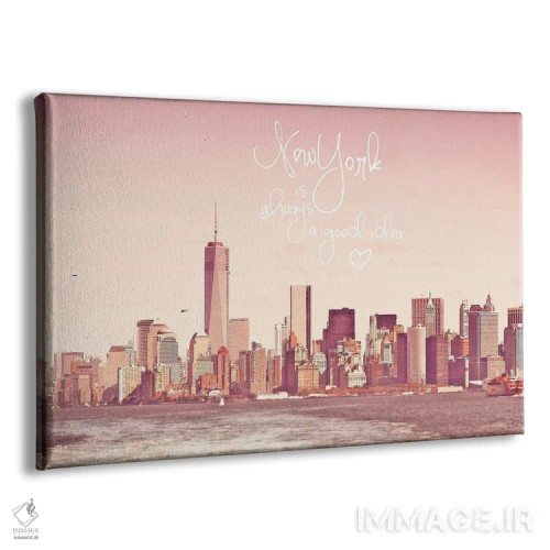 تابلو دکوراتیو خط افق نیویورک در رنگ رز اثر مونیکا استریگل - نمای پرسپکتیو محصول
