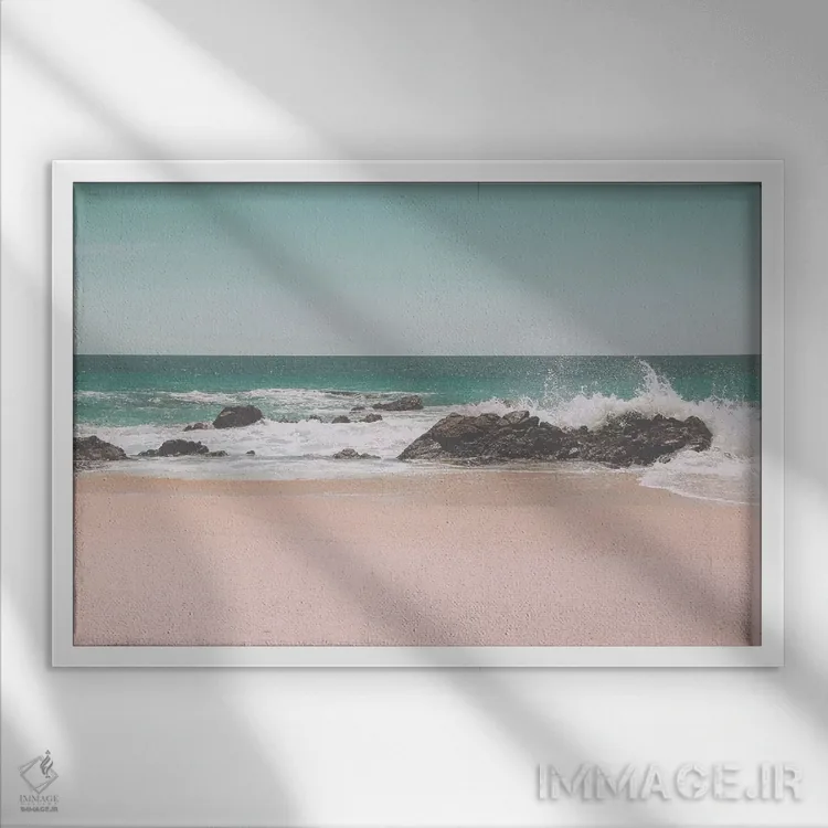 تابلو دکوراتیو ساحل آفتابی مکزیک اثر مونیکا استریگل - نمای قابدار سفید