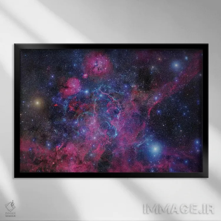 تابلو دکوراتیو موزاییک باقیمانده ابرنواختر ولا II اثر رابرت گندلر - نمای قابدار مشکی