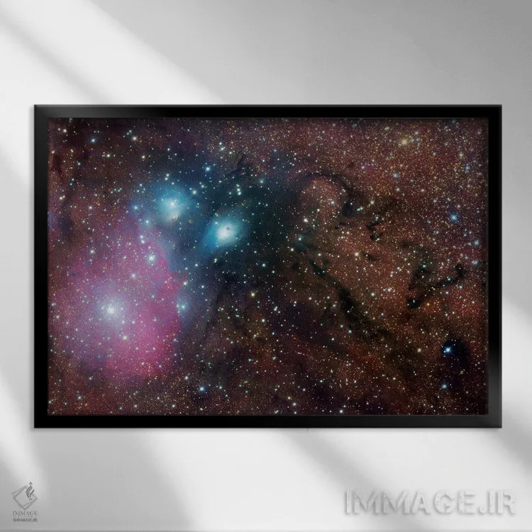 تابلو دکوراتیو سحابی پیچیده در صورت فلکی قوس اثر رابرت گندلر - نمای قابدار مشکی