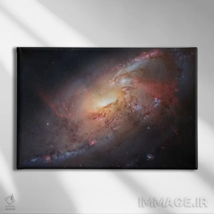 تابلو دکوراتیو Spiral Galaxy In Canes Venatici II,M106، کهکشان مارپیچی در… اثر رابرت گندلر - نمای روبهرو روی دیوار