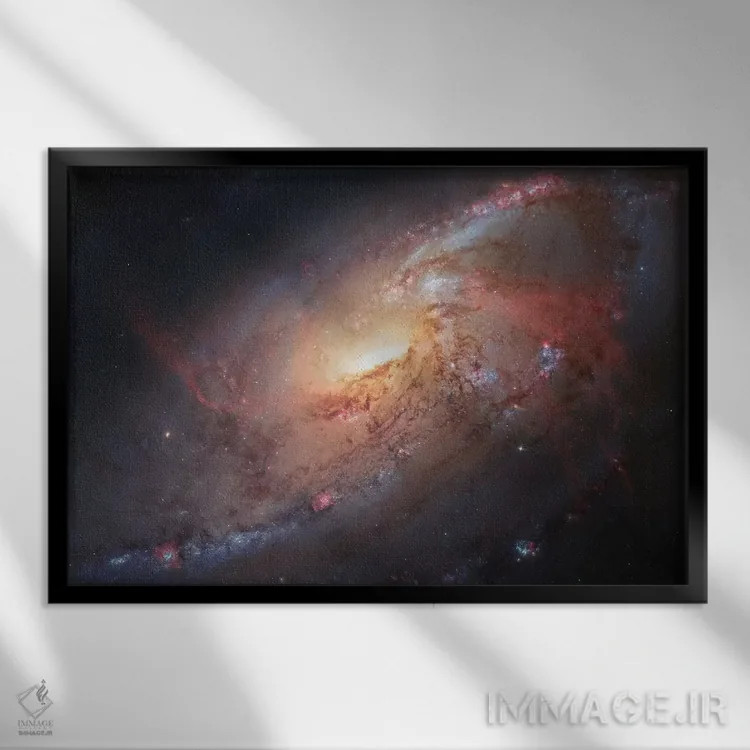 تابلو دکوراتیو Spiral Galaxy In Canes Venatici II,M106، کهکشان مارپیچی در… اثر رابرت گندلر - نمای قابدار مشکی