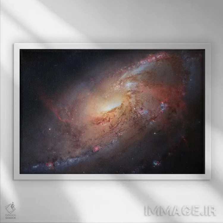 تابلو دکوراتیو Spiral Galaxy In Canes Venatici II,M106، کهکشان مارپیچی در… اثر رابرت گندلر - نمای قابدار سفید