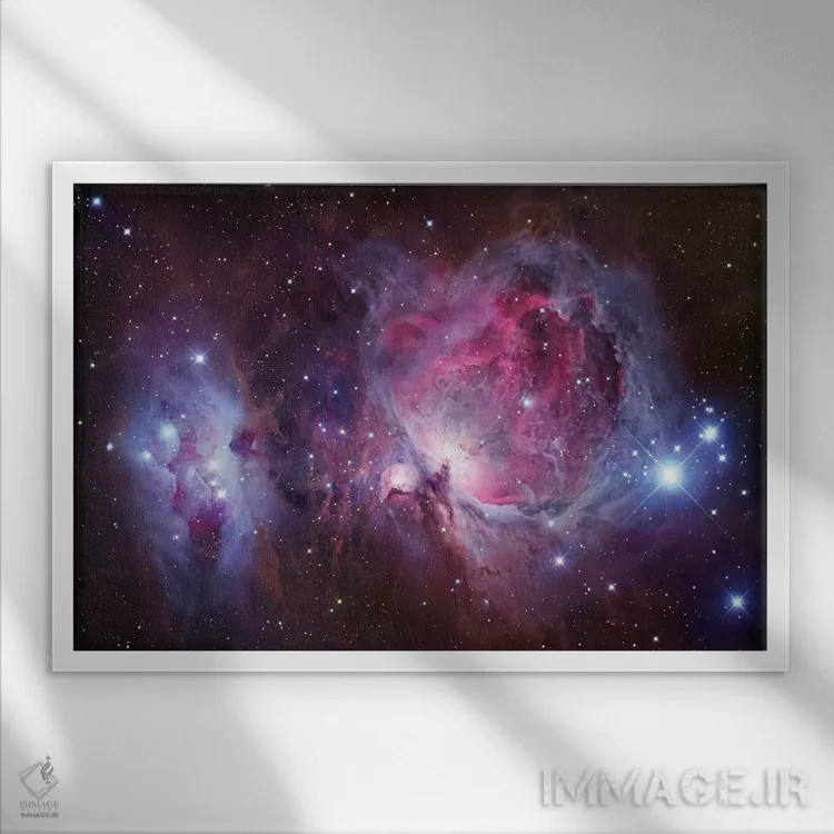 تابلو دکوراتیو ام۴۲، موزاییک سحابی بزرگ در صورت فلکی شکارچی اثر رابرت گندلر - نمای قابدار سفید