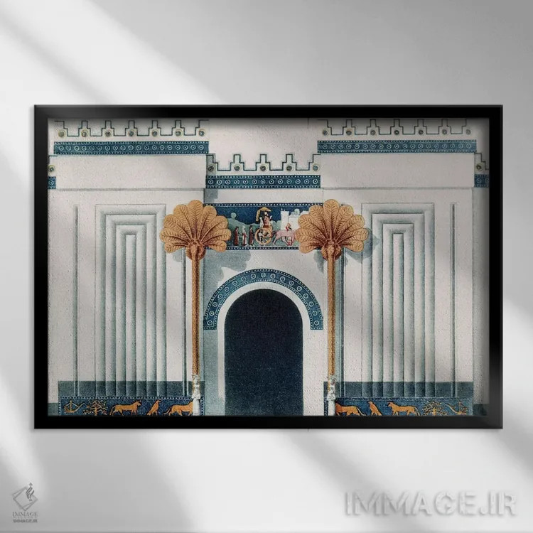 تابلو دکوراتیو معبد آشوری - نمای قابدار مشکی