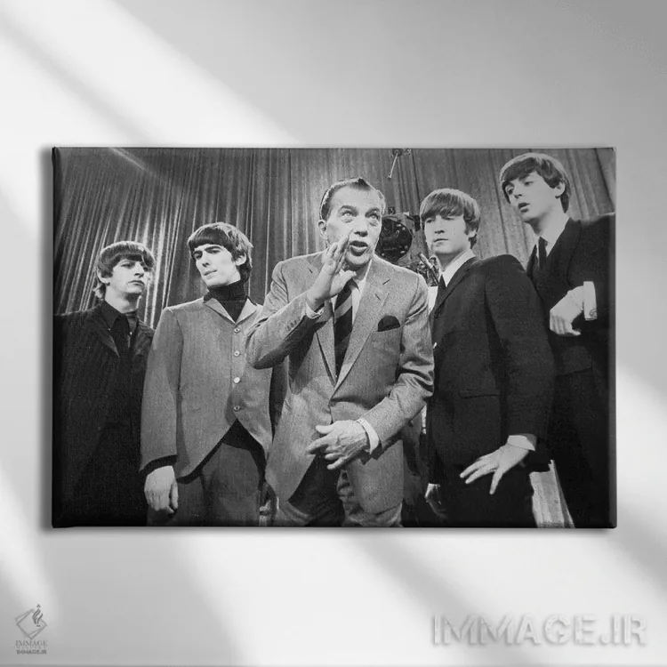 تابلو دکوراتیو بیتلز و اد سالیوان - نمای روبهرو روی دیوار