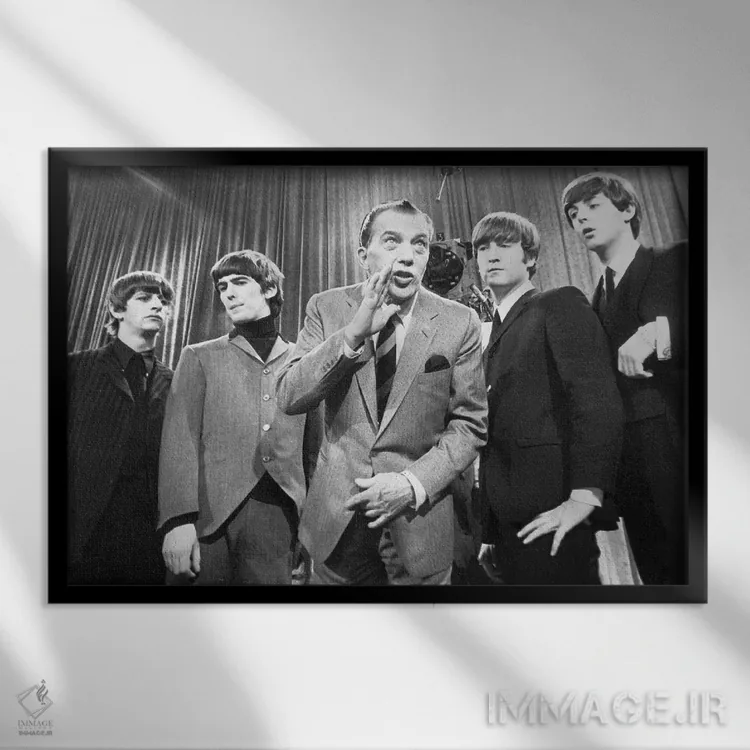 تابلو دکوراتیو بیتلز و اد سالیوان - نمای قابدار مشکی