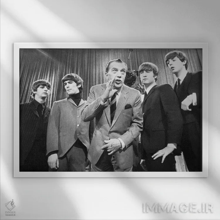 تابلو دکوراتیو بیتلز و اد سالیوان - نمای قابدار سفید