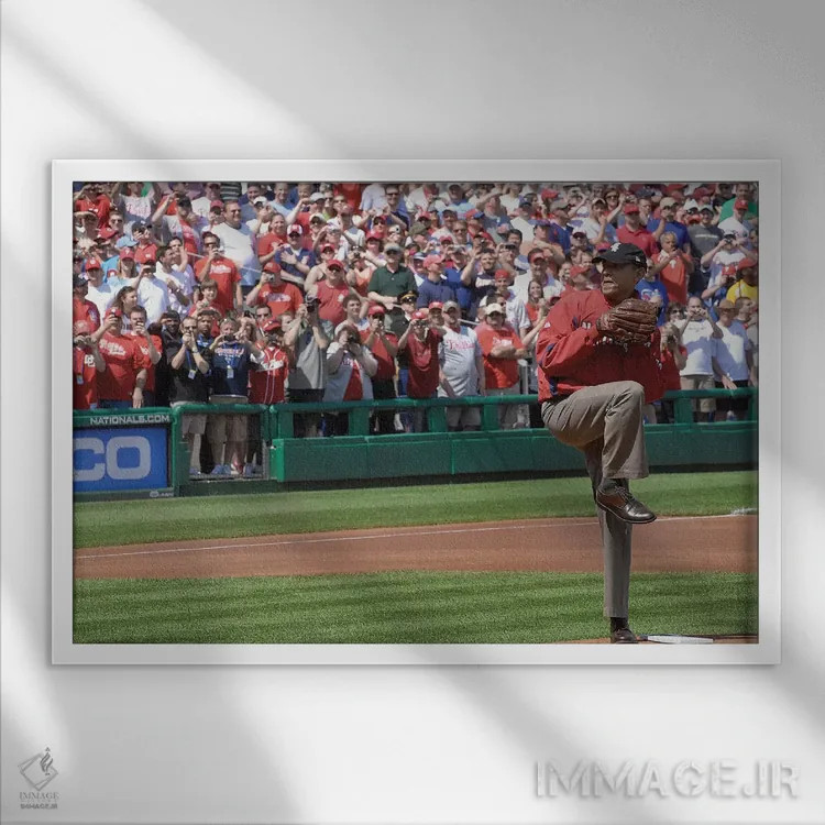 تابلو دکوراتیو باراک اوباما - نمای قابدار سفید