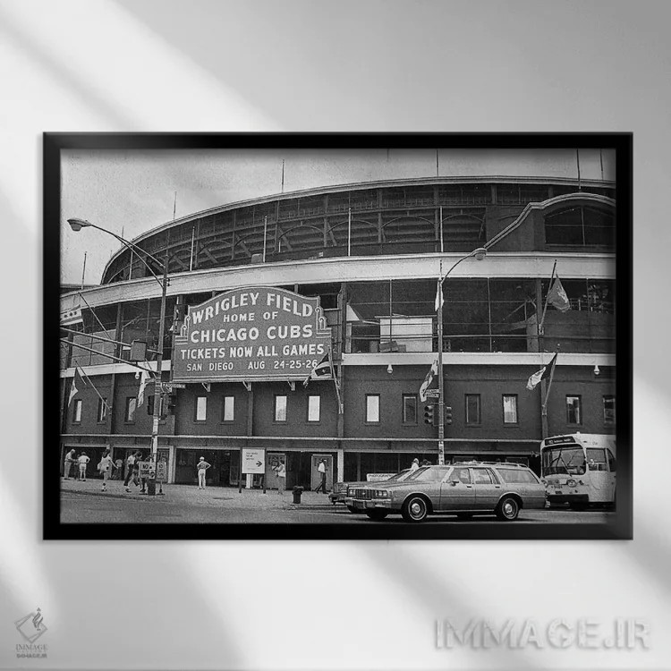 تابلو دکوراتیو شیکاگو: ورزشگاه ریگلی - نمای قابدار مشکی