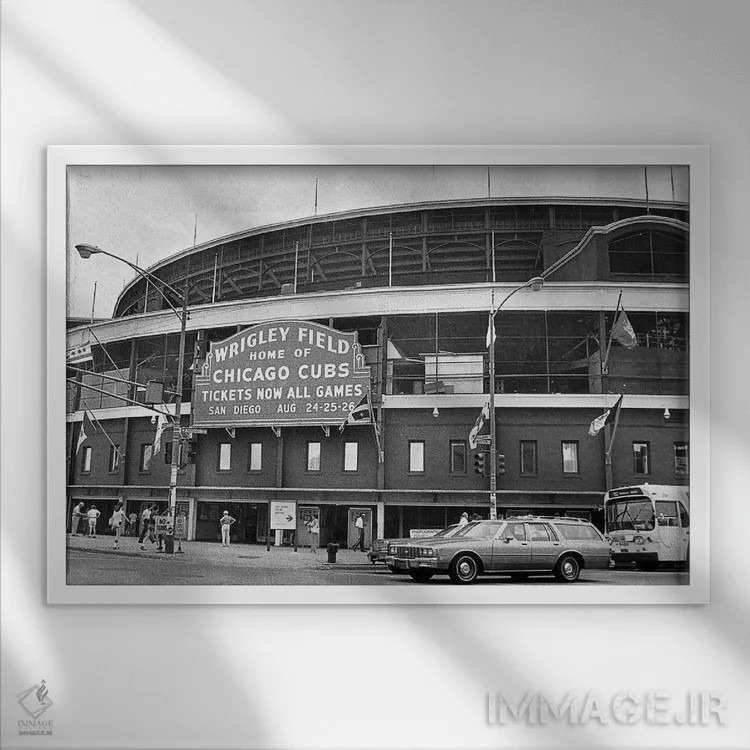 تابلو دکوراتیو شیکاگو: ورزشگاه ریگلی - نمای قابدار سفید