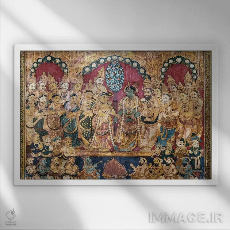 تابلو دکوراتیو مراسم عروسی هندو - نمای قابدار سفید