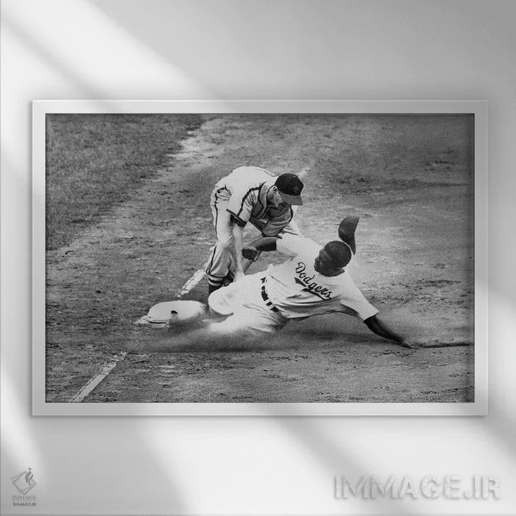 تابلو دکوراتیو جکی رابینسون - نمای قابدار سفید