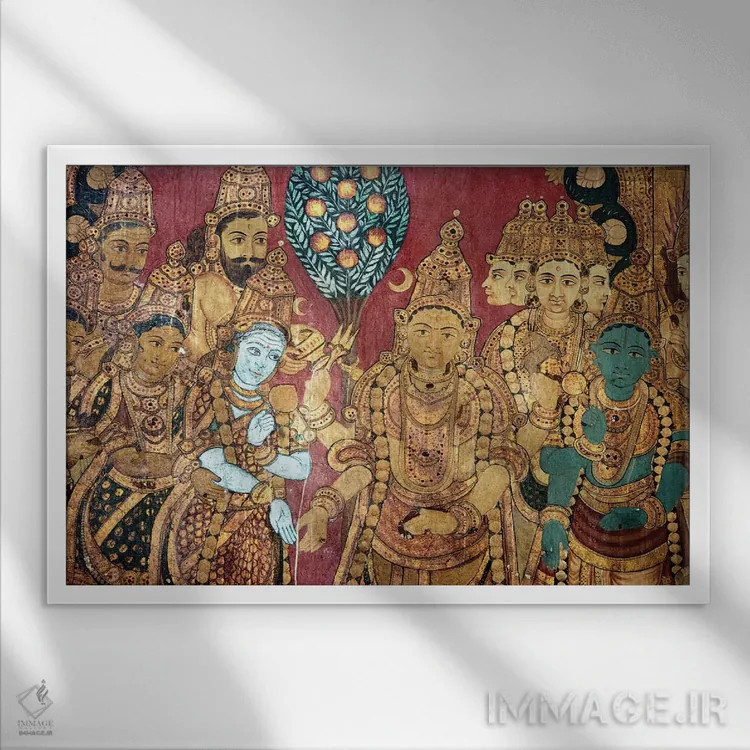 تابلو دکوراتیو مراسم عروسی هندو - نمای قابدار سفید