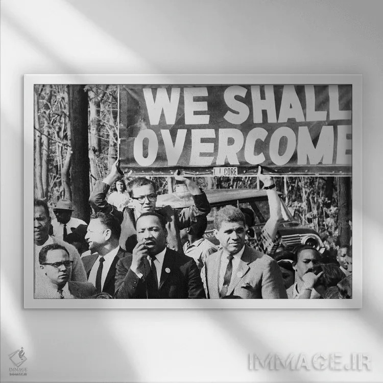 تابلو دکوراتیو Jr,مارتین لوتر کینگ جونیور - نمای قابدار سفید