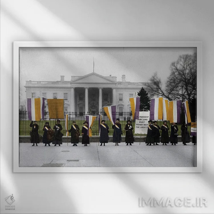 تابلو دکوراتیو کاخ سفید: فعالان حق رای زنان اثر گرنجر - نمای قابدار سفید