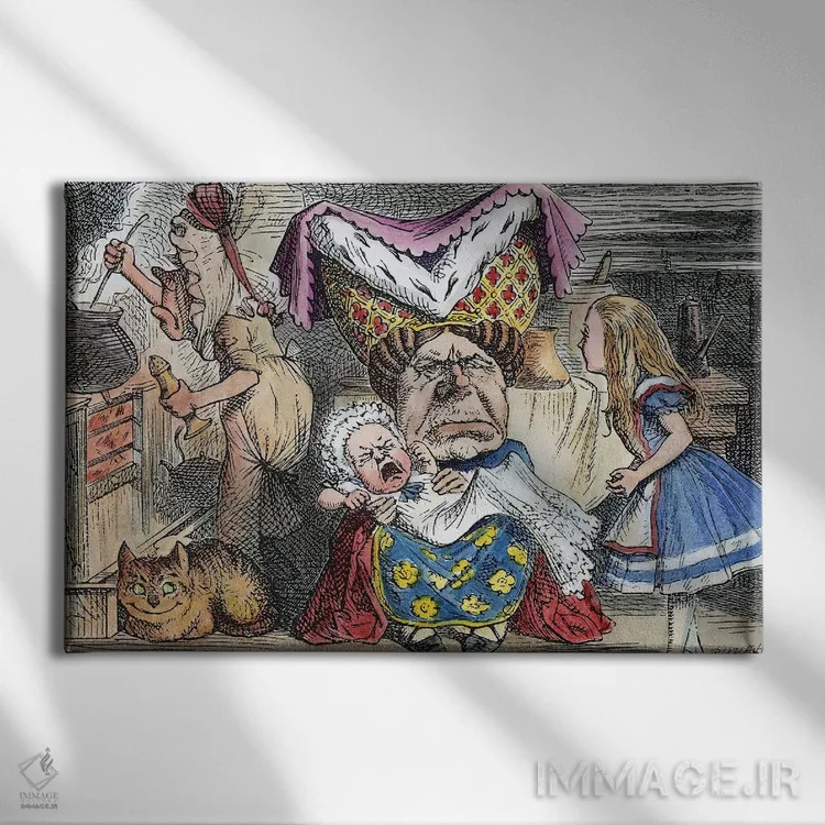 تابلو دکوراتیو 1865,آلیس در سرزمین عجایب، ۱۸۶۵ اثر جان تنیل - نمای روبهرو روی دیوار