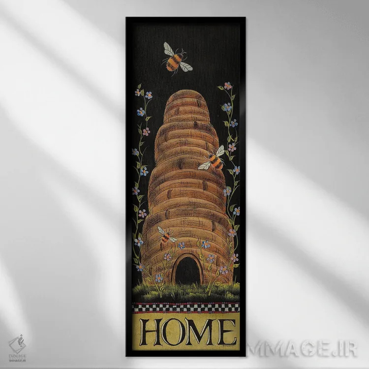 تابلو دکوراتیو خانه عسلی اثر لیزا هیلیکر - نمای قابدار مشکی