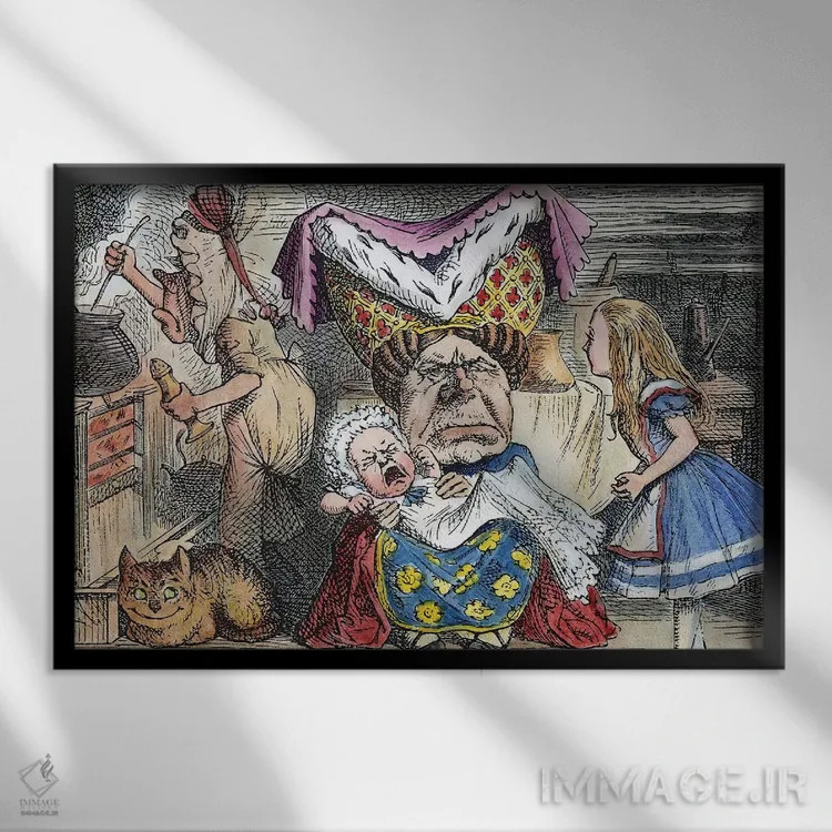 تابلو دکوراتیو 1865,آلیس در سرزمین عجایب، ۱۸۶۵ اثر جان تنیل - نمای قابدار مشکی