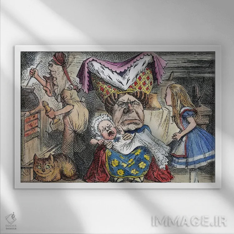 تابلو دکوراتیو 1865,آلیس در سرزمین عجایب، ۱۸۶۵ اثر جان تنیل - نمای قابدار سفید
