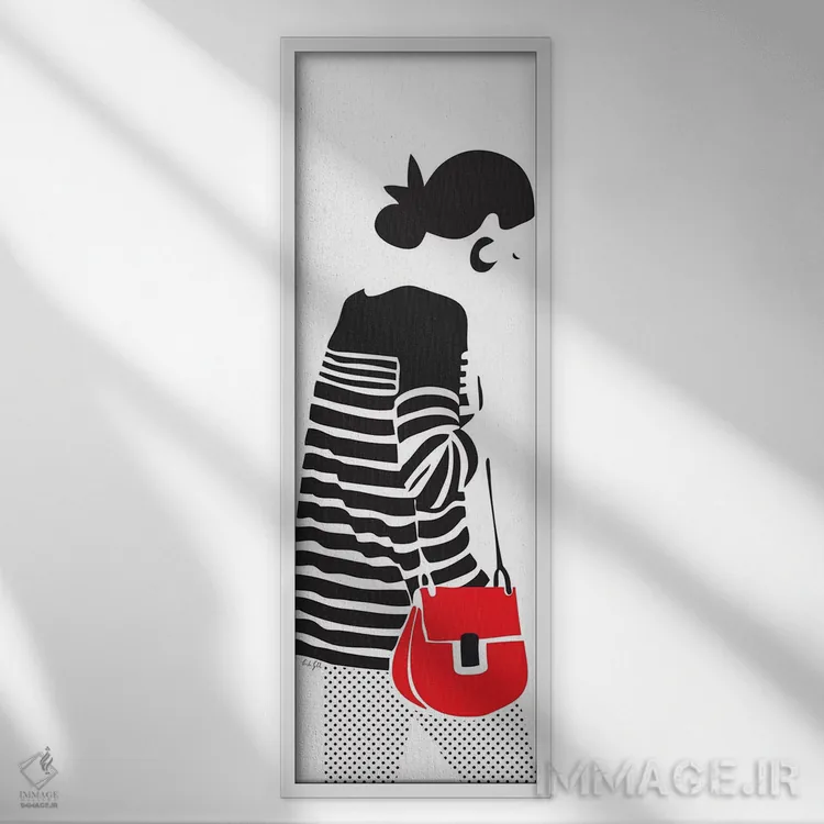 تابلو مینیمال پاریسی راه راه اثر لیندا گوبتا - نمای قابدار سفید