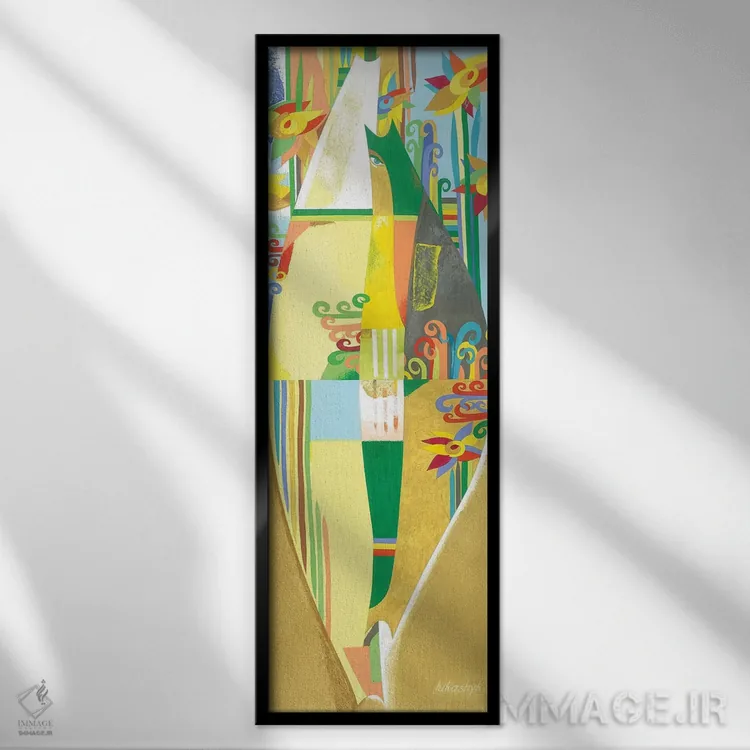 تابلو دکوراتیو رودخانه طلایی اثر نلی لوکاشیک - نمای قابدار مشکی