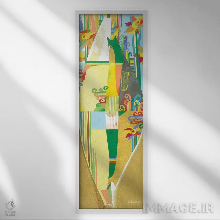 تابلو دکوراتیو رودخانه طلایی اثر نلی لوکاشیک - نمای قابدار سفید