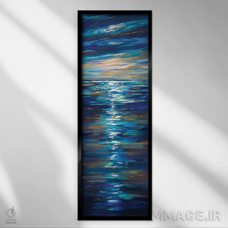 تابلو دکوراتیو "غروب روی اقیانوس" اثر لیندا اولسن - نمای قابدار مشکی