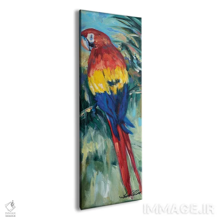 تابلو دکوراتیو نشستن طوطی اثر لیندا اولسن - نمای پرسپکتیو محصول