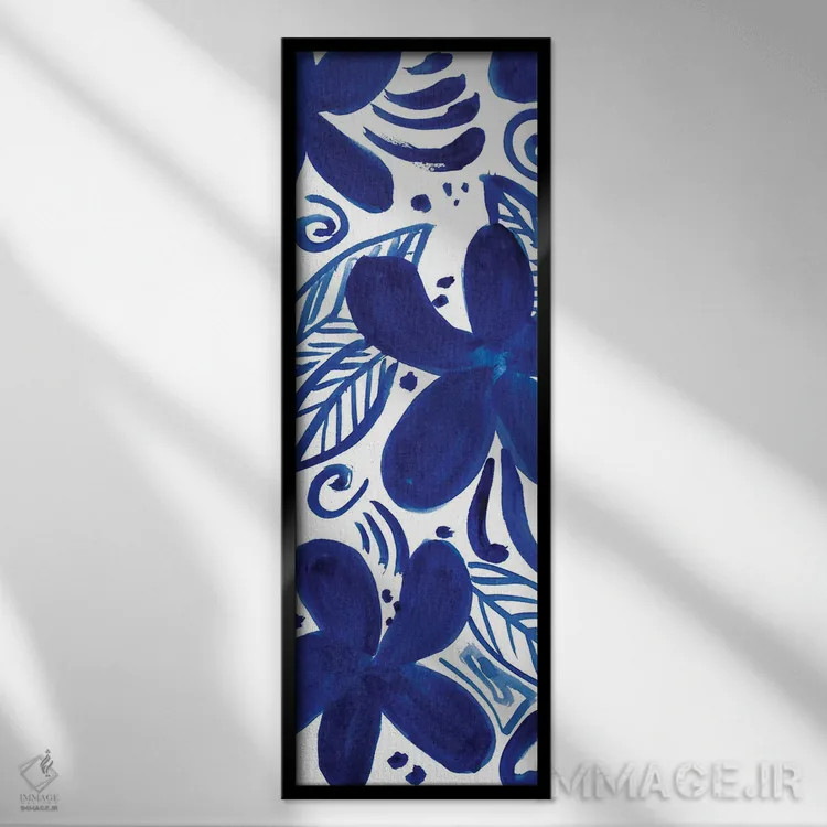 تابلو انتزاعی "صفحه گل آبی" اثر لینی لورث - نمای قابدار مشکی