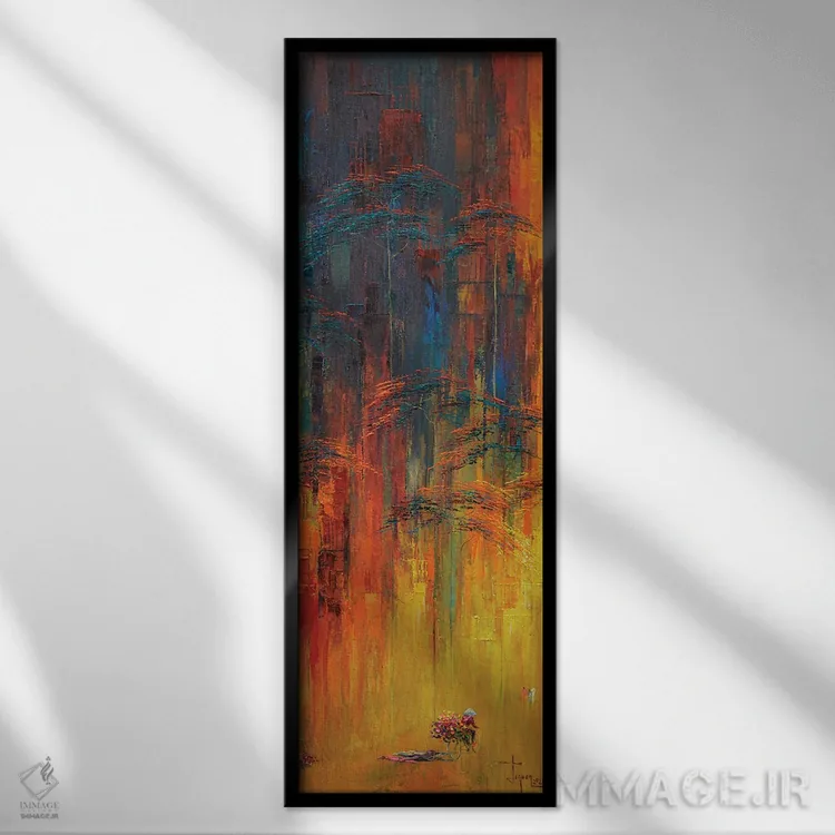 تابلو انتزاعی "اواخر پاییز" اثر له نگوک کوآن - نمای قابدار مشکی