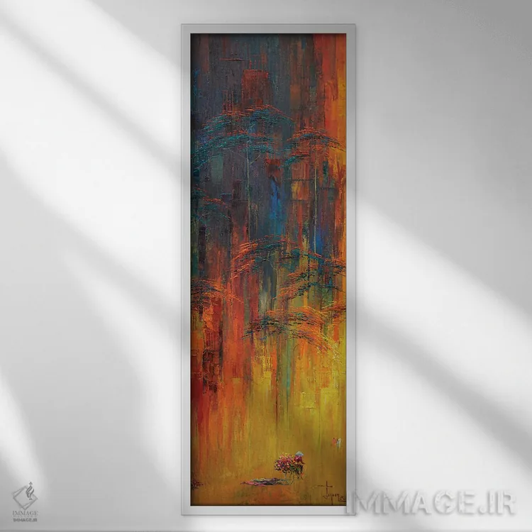 تابلو انتزاعی "اواخر پاییز" اثر له نگوک کوآن - نمای قابدار سفید