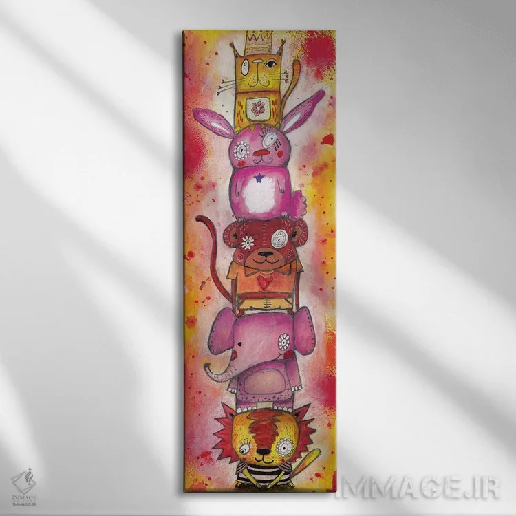 تابلو دکوراتیو حیوانات عجیب اثر تامارا لاپورت - نمای روبهرو روی دیوار