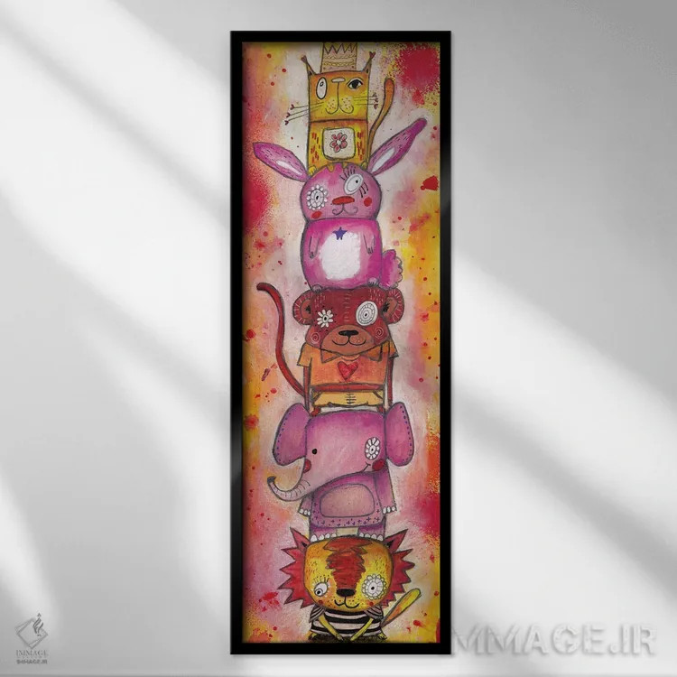 تابلو دکوراتیو حیوانات عجیب اثر تامارا لاپورت - نمای قابدار مشکی