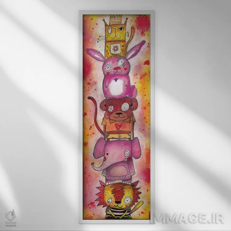 تابلو دکوراتیو حیوانات عجیب اثر تامارا لاپورت - نمای قابدار سفید