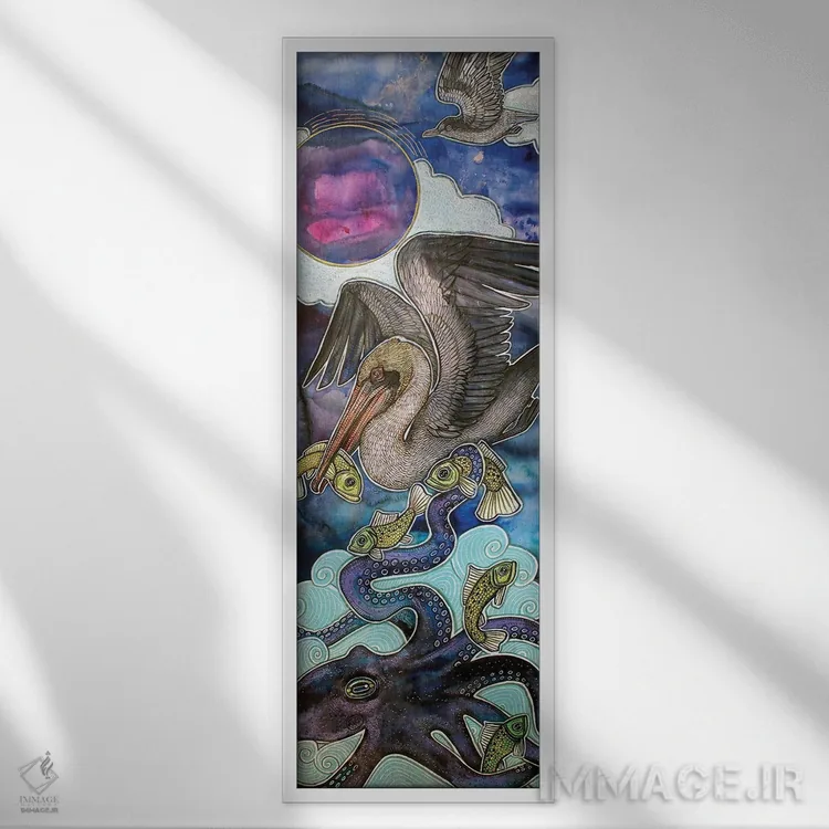 تابلو دکوراتیو میان دریا و آسمان اثر لینت شلی - نمای قابدار سفید