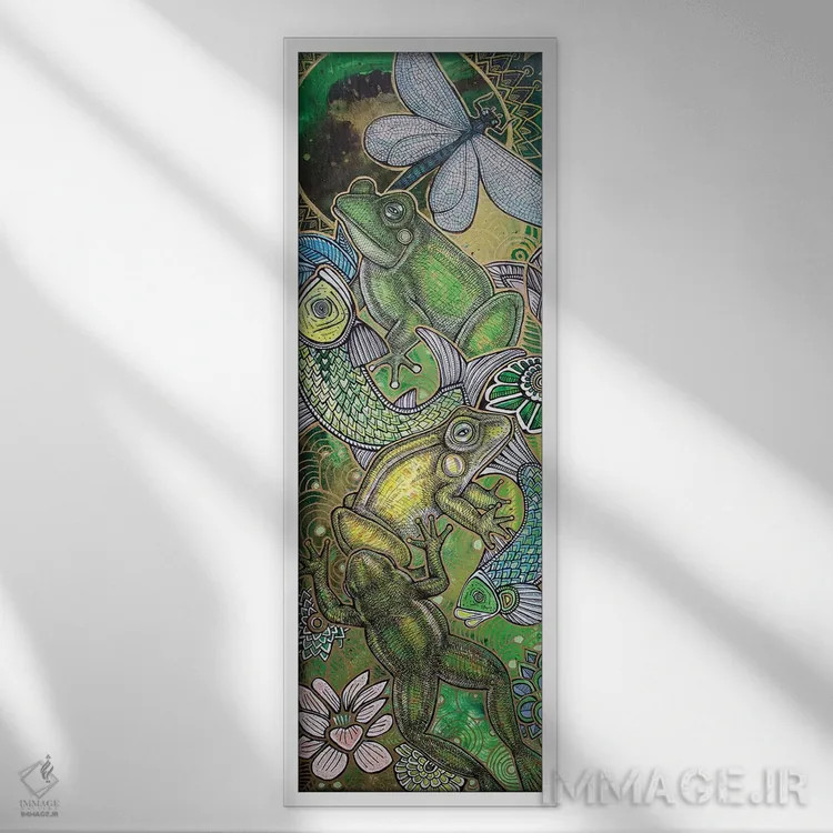 تابلو دکوراتیو قورباغه پرشی اثر لینت شلی - نمای قابدار سفید