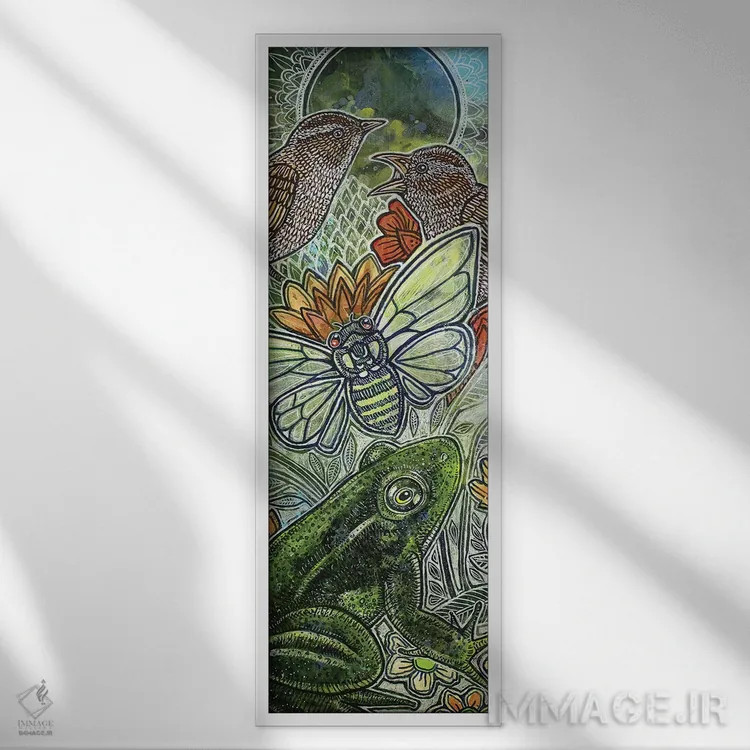 تابلو دکوراتیو جزر و مد تابستانی اثر لینت شلی - نمای قابدار سفید