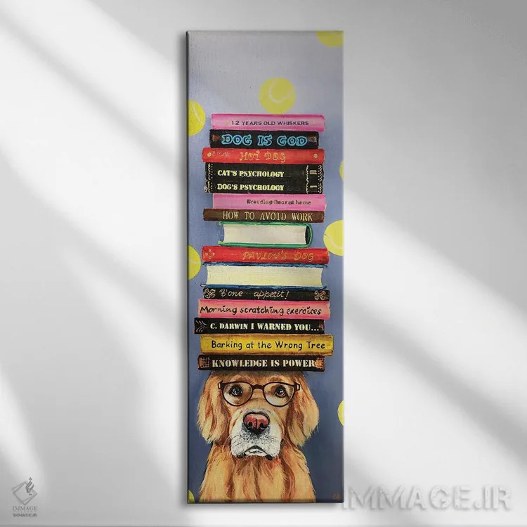 تابلو دکوراتیو سگ با توپ ها اثر لنا اسمیرنوا - نمای روبهرو روی دیوار