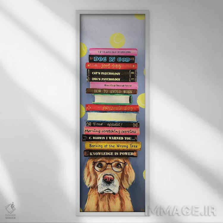 تابلو دکوراتیو سگ با توپ ها اثر لنا اسمیرنوا - نمای قابدار سفید