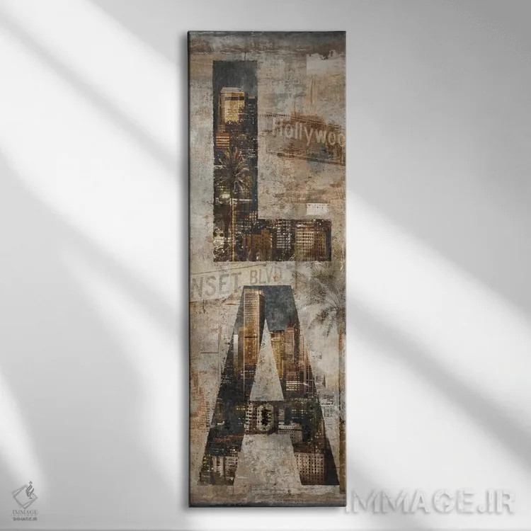 تابلو دکوراتیو لس آنجلس عمودی اثر لوک ویلسون - نمای روبهرو روی دیوار
