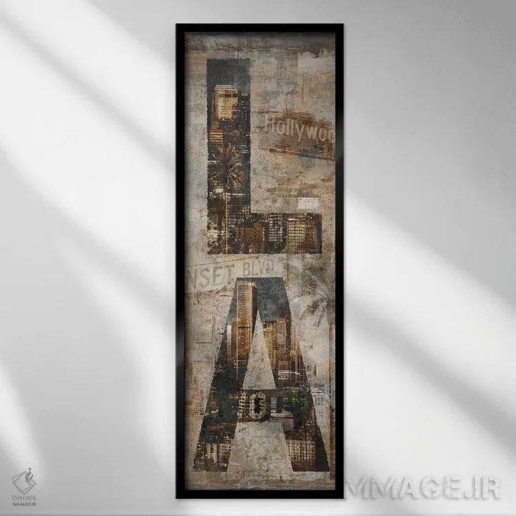 تابلو دکوراتیو لس آنجلس عمودی اثر لوک ویلسون - نمای قابدار مشکی