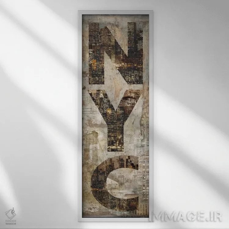 تابلو دکوراتیو نیویورک عمودی اثر لوک ویلسون - نمای قابدار سفید