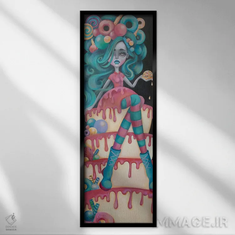 تابلو دکوراتیو آبنبات اثر لیزی فالکون - نمای قابدار مشکی