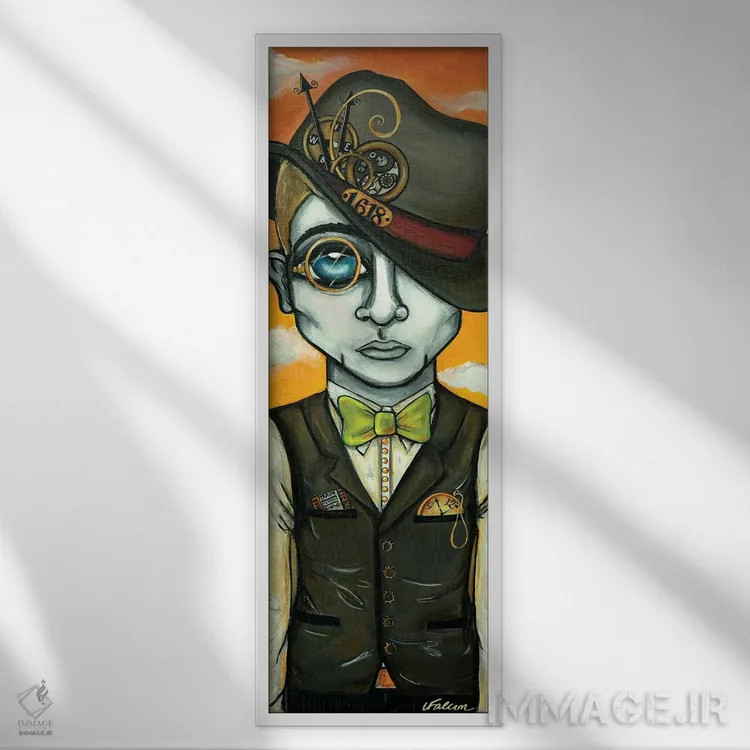 تابلو دکوراتیو در انتظار قطار اثر لیزی فالکون - نمای قابدار سفید