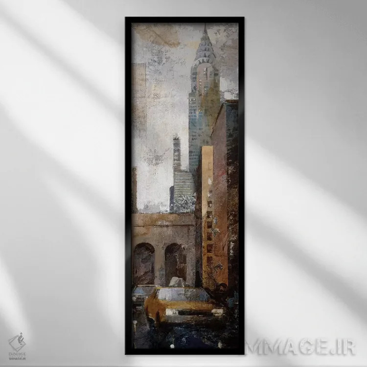 تابلو دکوراتیو آسمان خراش ۲ اثر مارتی بوفارول - نمای قابدار مشکی