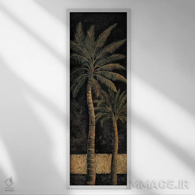 تابلو دکوراتیو نخل های غروب ۲ اثر آندره مازو - نمای قابدار سفید