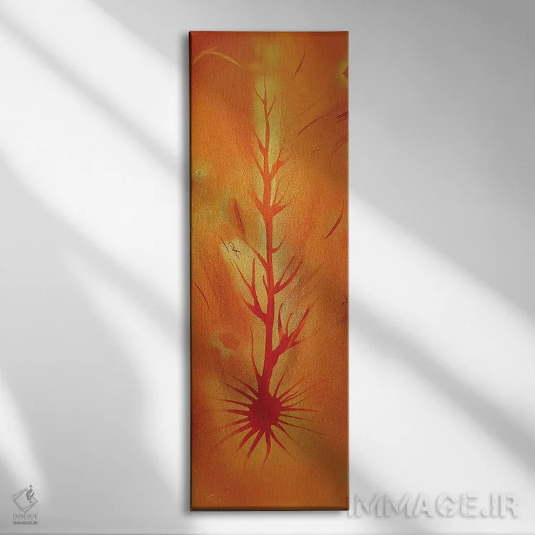 تابلو انتزاعی ریشه های نور و سایه اثر مایکل کارینی - نمای روبهرو روی دیوار