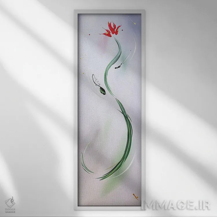 تابلو انتزاعی و تو باز برخاستی اثر مایکل کارینی - نمای قابدار سفید